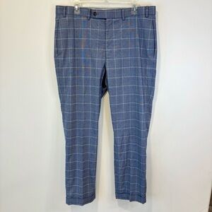 Lauren Ralph Lauren Mens Blue Plaid Dress Pant Trouser Straight Leg Professional